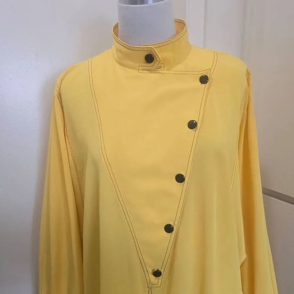 Elaine Jessley Vintage 1980s Yellow/Black Dolman Sleeve "Wedge" Dress, EUC, Sz.L